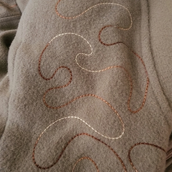 Vintage Albert Nipon Tan 100% Pure Virgin Wool Coat Women's 8 Collared Embroider - Picture 5 of 13